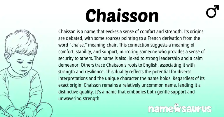 Infographic about Chaisson name meaning, Chaisson is a name from French origin(s).
