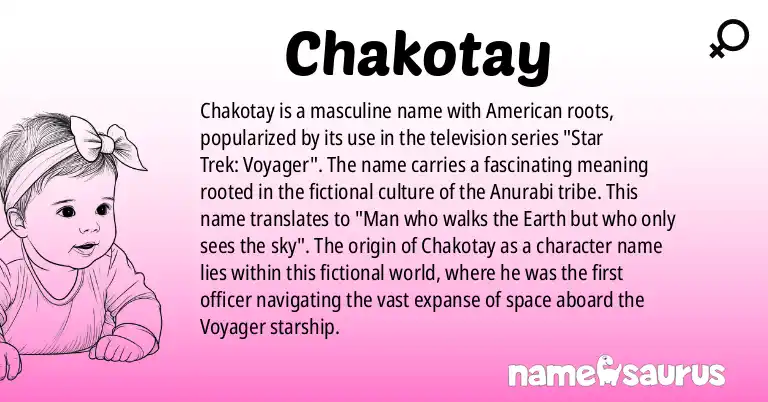 Infographic about Chakotay name meaning, Chakotay is a name from Popular Culture, American origin(s).