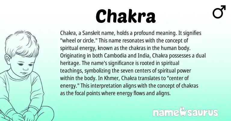 Infographic about Chakra name meaning, Chakra is a name from Sanskrit, Khmer origin(s).