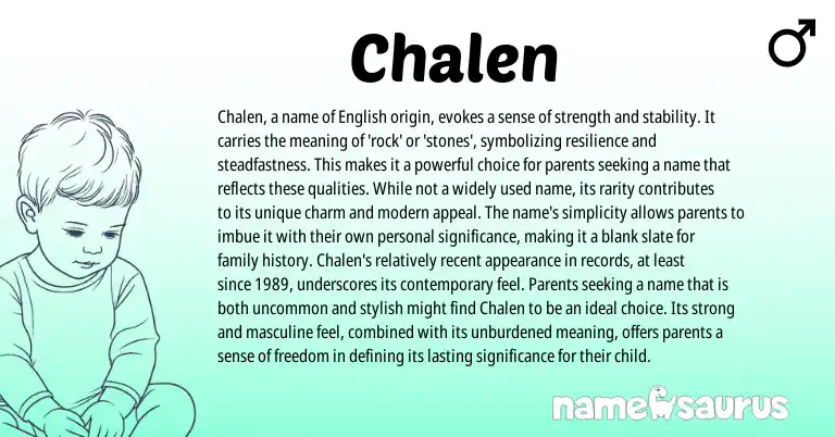 Infographic about Chalen name meaning, Chalen is a name from English origin(s).