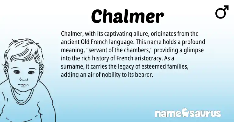 Infographic about Chalmer name meaning, Chalmer is a name from French, Old French origin(s).