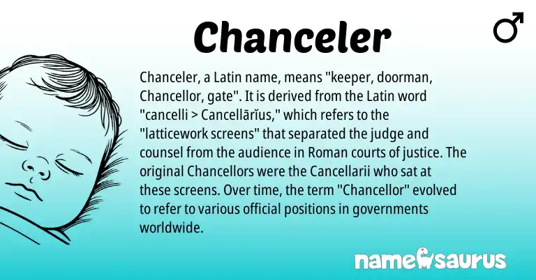 Infographic about Chanceler name meaning, Chanceler is a name from Roman, Latin origin(s).