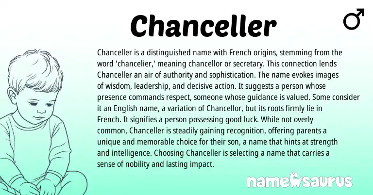 Infographic about Chanceller name meaning, Chanceller is a name from English, French origin(s).