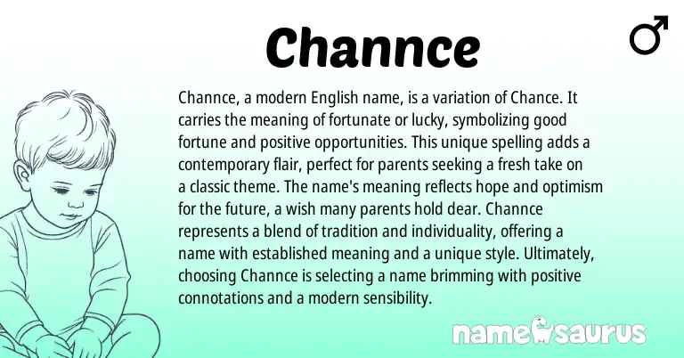 Infographic about Channce name meaning, Channce is a name from American origin(s).