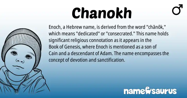 Infographic about Chanokh name meaning, Chanokh is a name from Hebrew origin(s).