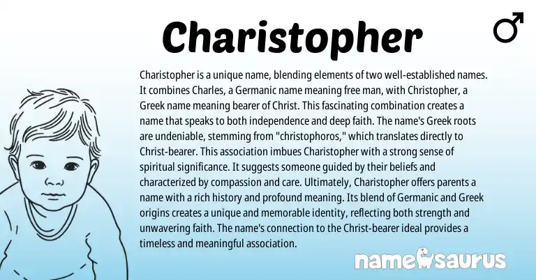 Infographic about Charistopher name meaning, Charistopher is a name from Germanic, Greek origin(s).