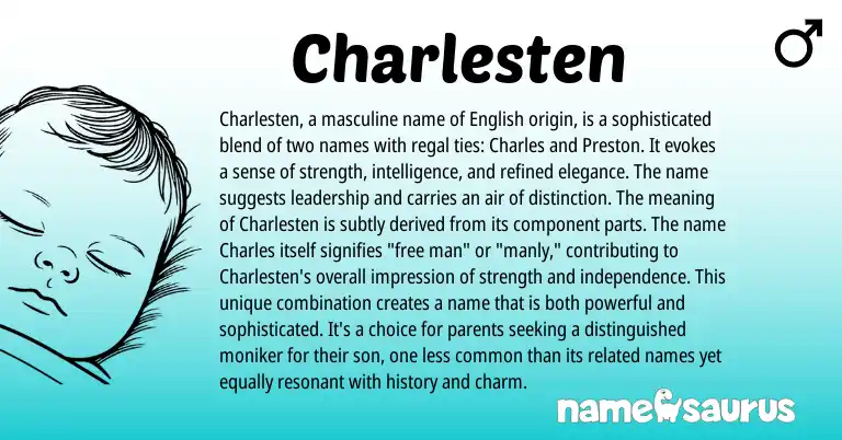 Infographic about Charlesten name meaning, Charlesten is a name from English origin(s).