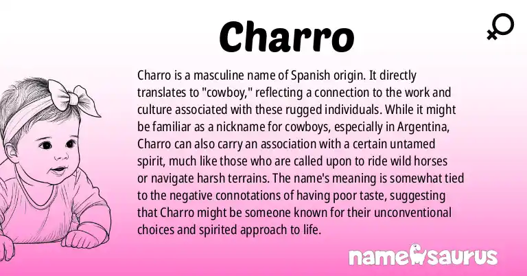 Infographic about Charro name meaning, Charro is a name from Spanish origin(s).