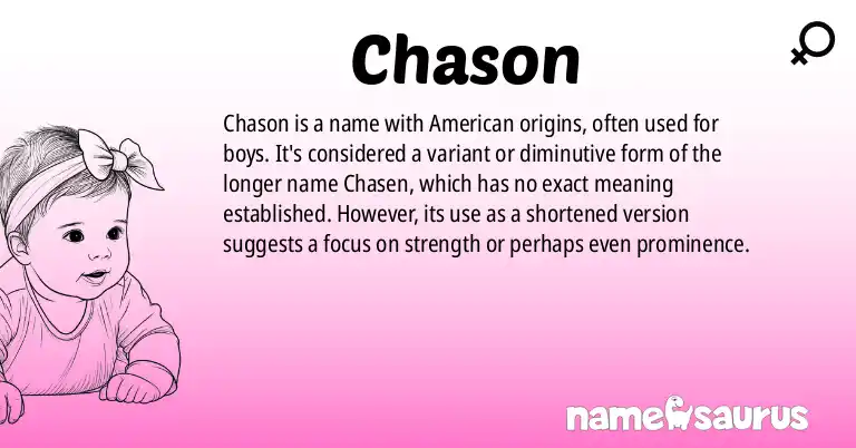 Infographic about Chason name meaning, Chason is a name from American origin(s).