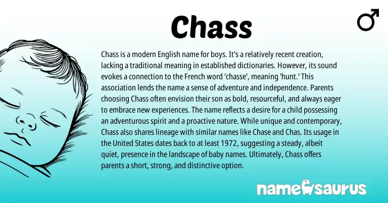 Infographic about Chass name meaning, Chass is a name from French, English, American origin(s).