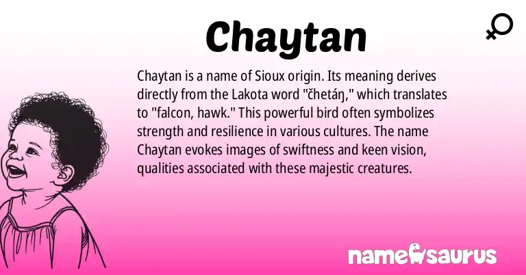 Infographic about Chaytan name meaning, Chaytan is a name from Sioux origin(s).
