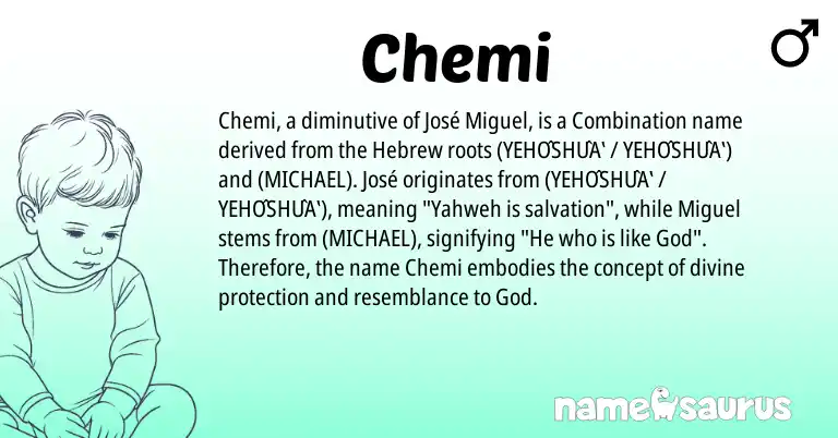 Infographic about Chemi name meaning, Chemi is a name from Hebrew origin(s).