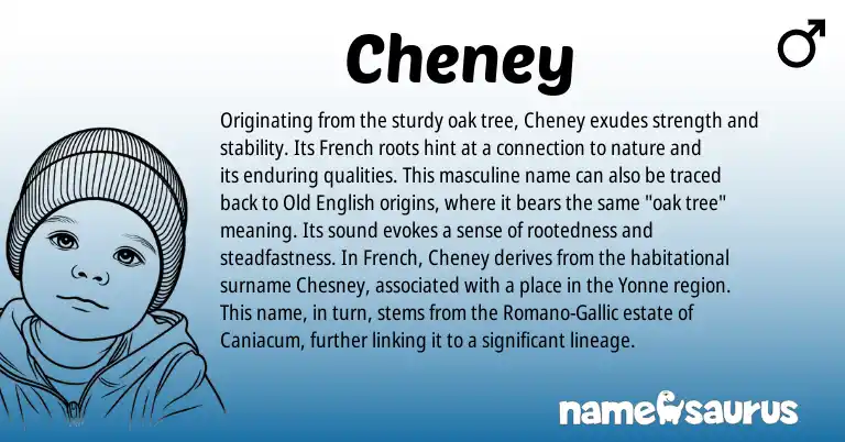 Infographic about Cheney name meaning, Cheney is a name from Old English, French origin(s).