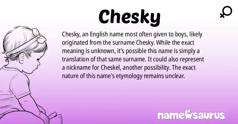 Infographic about Chesky name meaning, Chesky is a name from English (American) origin(s).