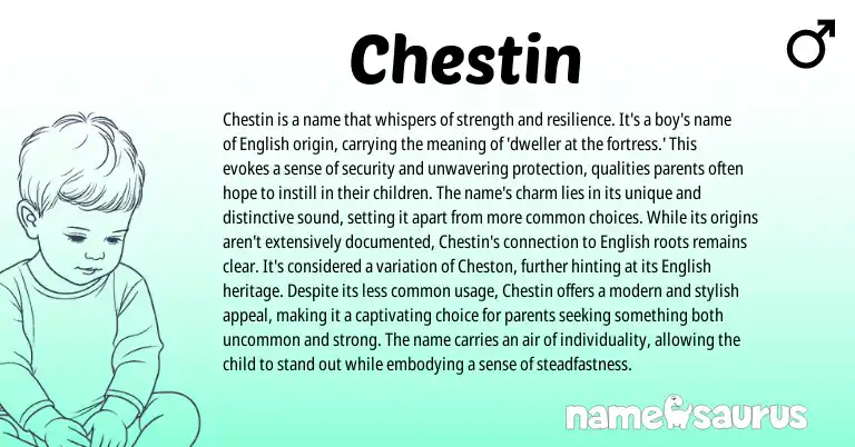 Infographic about Chestin name meaning, Chestin is a name from English origin(s).