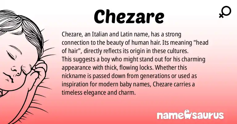 Infographic about Chezare name meaning, Chezare is a name from Italian, Latin origin(s).