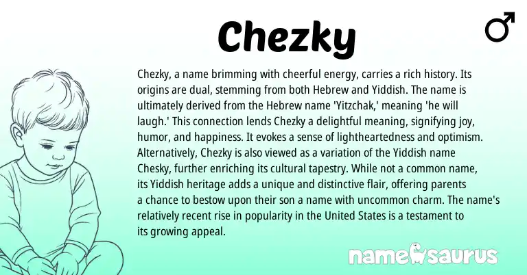 Infographic about Chezky name meaning, Chezky is a name from Hebrew origin(s).