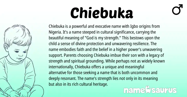 Infographic about Chiebuka name meaning, Chiebuka is a name from Igbo, Nigerian origin(s).