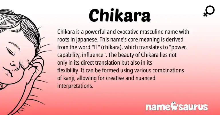 Infographic about Chikara name meaning, Chikara is a name from Japanese origin(s).