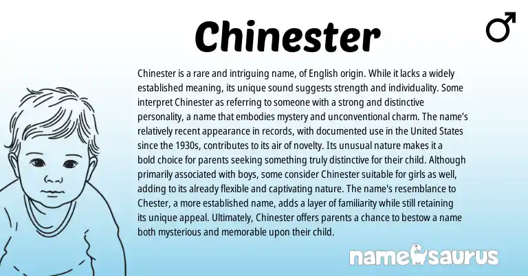 Infographic about Chinester name meaning, Chinester is a name from English origin(s).