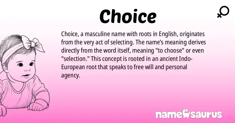 Infographic about Choice name meaning, Choice is a name from English origin(s).