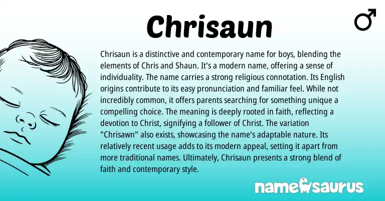 Infographic about Chrisaun name meaning, Chrisaun is a name from English, American origin(s).