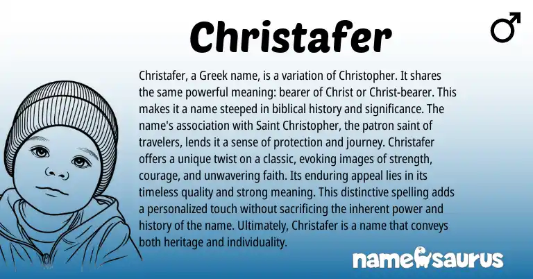 Infographic about Christafer name meaning, Christafer is a name from Biblical, Greek origin(s).