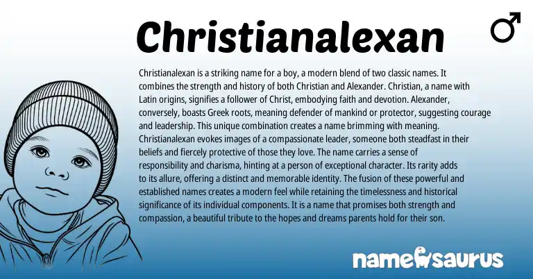 Infographic about Christianalexan name meaning, Christianalexan is a name from Greek, Latin origin(s).