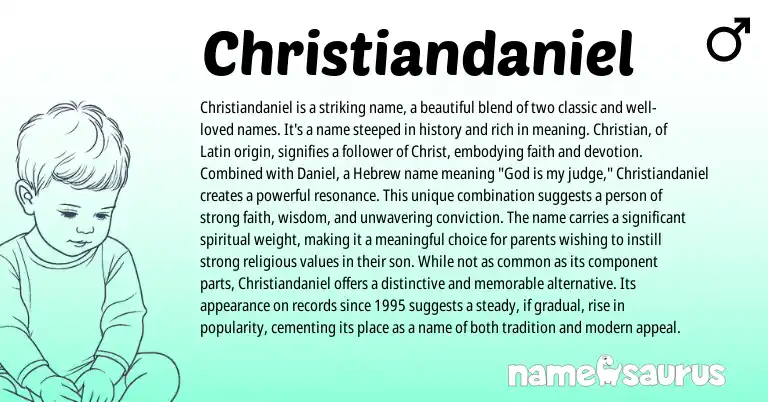 Infographic about Christiandaniel name meaning, Christiandaniel is a name from Latin, Hebrew origin(s).