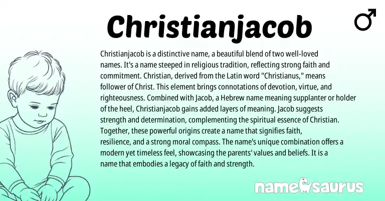 Infographic about Christianjacob name meaning, Christianjacob is a name from English origin(s).