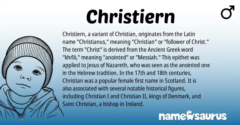 Infographic about Christiern name meaning, Christiern is a name from Ireland, Ancient Greek, Latin, Hebrew origin(s).