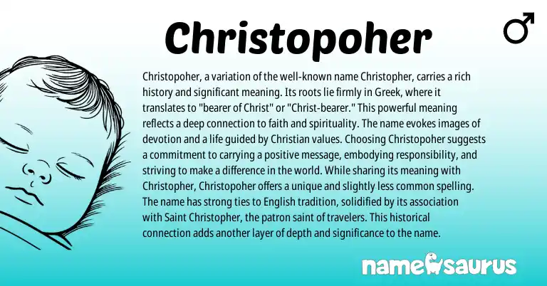 Infographic about Christopoher name meaning, Christopoher is a name from Greek origin(s).