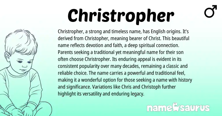 Infographic about Christropher name meaning, Christropher is a name from English origin(s).