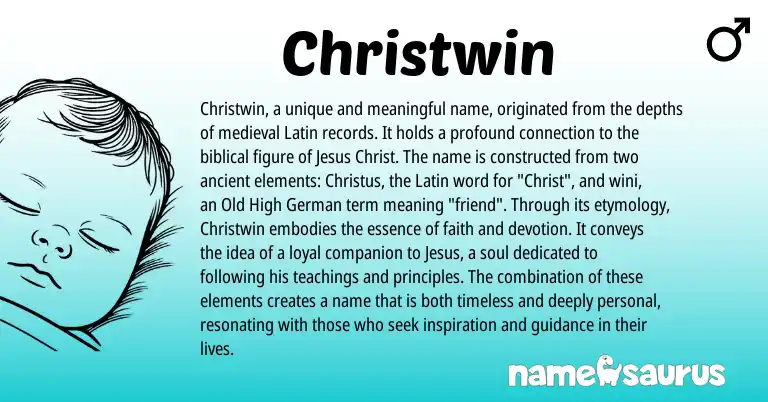 Infographic about Christwin name meaning, Christwin is a name from Old High German, Latin origin(s).