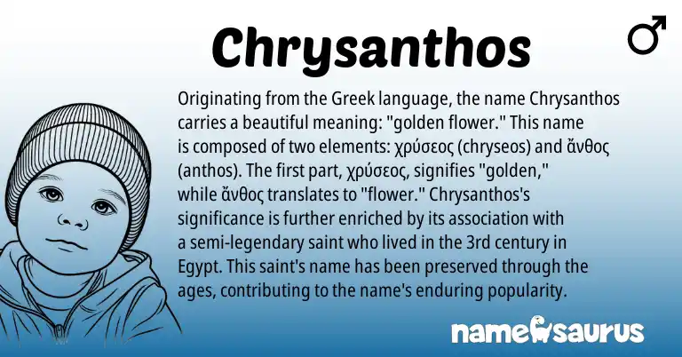 Infographic about Chrysanthos name meaning, Chrysanthos is a name from Greek origin(s).