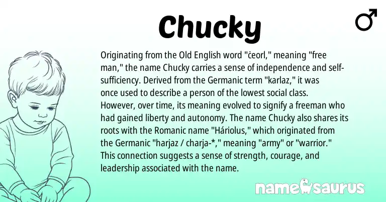 Infographic about Chucky name meaning, Chucky is a name from Old English, Germanic origin(s).