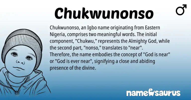 Infographic about Chukwunonso name meaning, Chukwunonso is a name from Nigeria, Igbo origin(s).