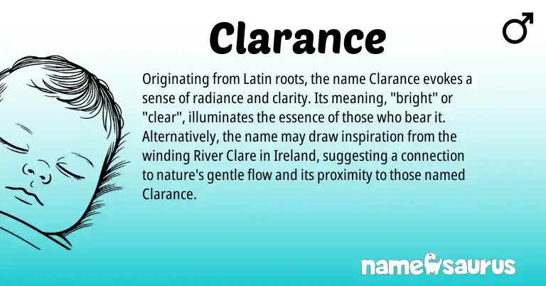 Infographic about Clarance name meaning, Clarance is a name from Ireland, Latin origin(s).