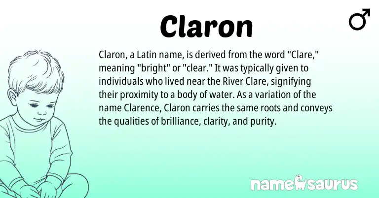Infographic about Claron name meaning, Claron is a name from Latin origin(s).