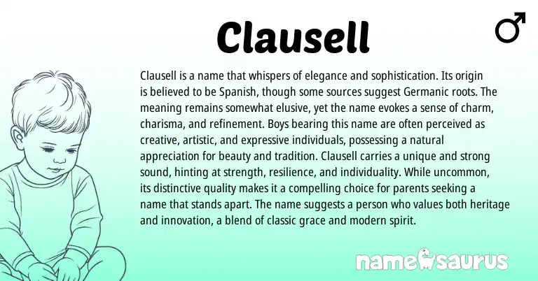 Infographic about Clausell name meaning, Clausell is a name from Spanish origin(s).