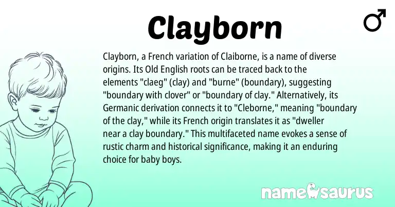 Infographic about Clayborn name meaning, Clayborn is a name from Old English, French, Germanic origin(s).