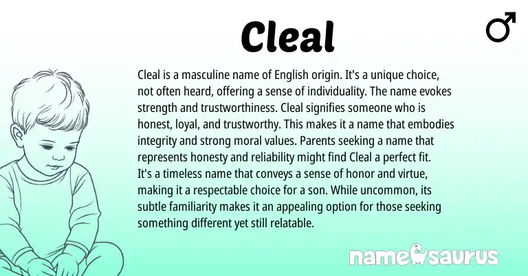 Infographic about Cleal name meaning, Cleal is a name from English origin(s).