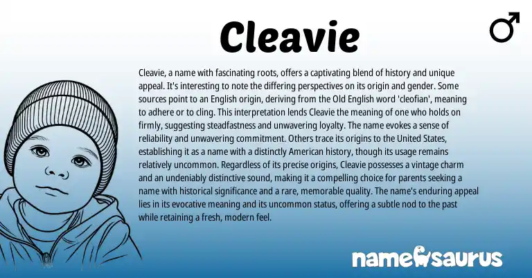 Infographic about Cleavie name meaning, Cleavie is a name from English origin(s).