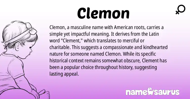 Infographic about Clemon name meaning, Clemon is a name from American origin(s).