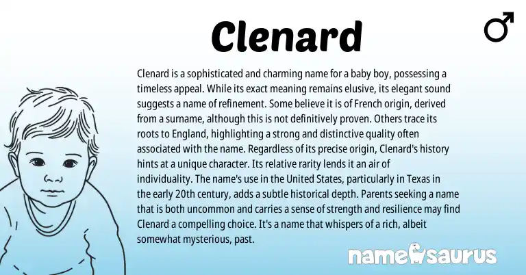 Infographic about Clenard name meaning, Clenard is a name from French origin(s).