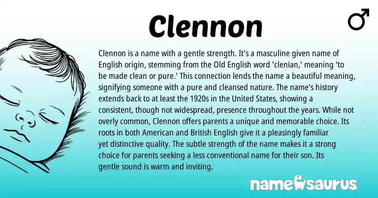 Infographic about Clennon name meaning, Clennon is a name from English origin(s).