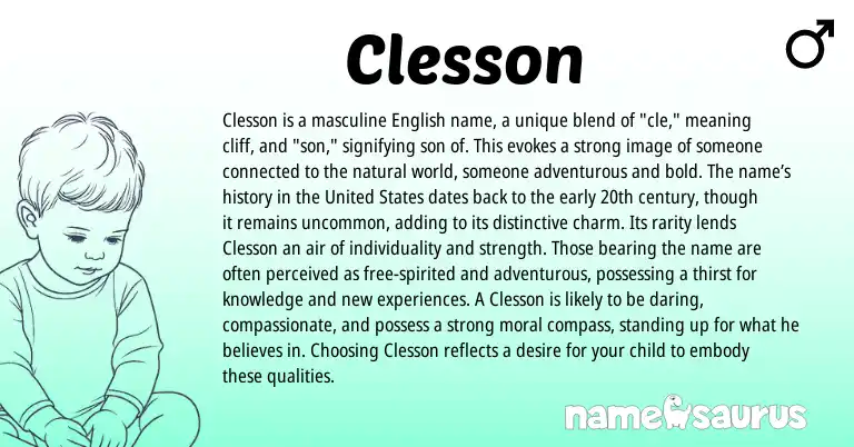 Infographic about Clesson name meaning, Clesson is a name from English origin(s).