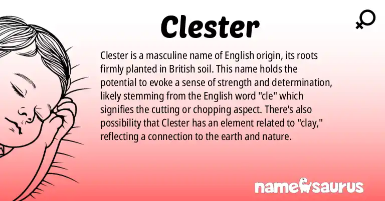 Infographic about Clester name meaning, Clester is a name from English origin(s).