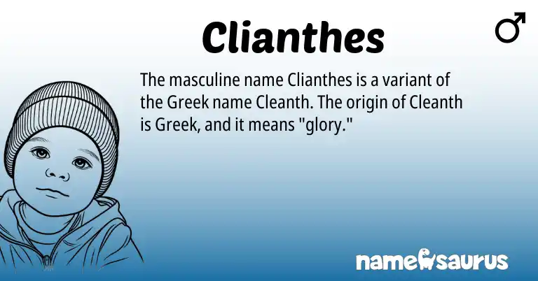 Infographic about Clianthes name meaning, Clianthes is a name from Greek origin(s).