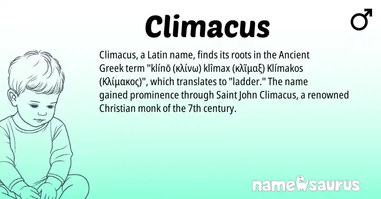 Infographic about Climacus name meaning, Climacus is a name from Ancient Greek, Latin origin(s).